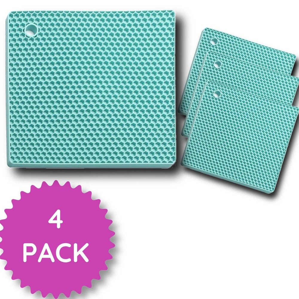 Countertop Trivet Square Pads Heat Resistant Table mats mat 4 Pack Silicone